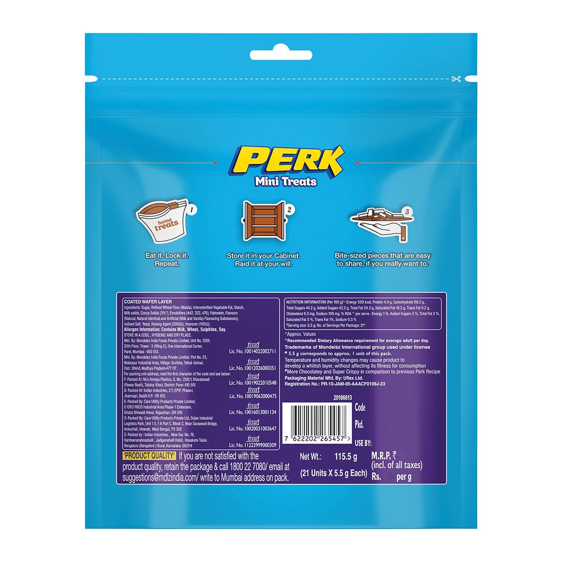 Cadbury Perk Mini Treats Chocolate Coated Wafers- 115.5 g